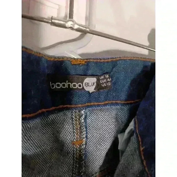 BOOHOO NEW Women's Denim Jeans Size 16 Mom Dark Blue Rise 13"‎ - Picture 4 of 10